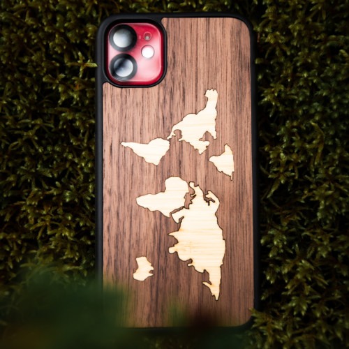 coque en bois logo téléphone